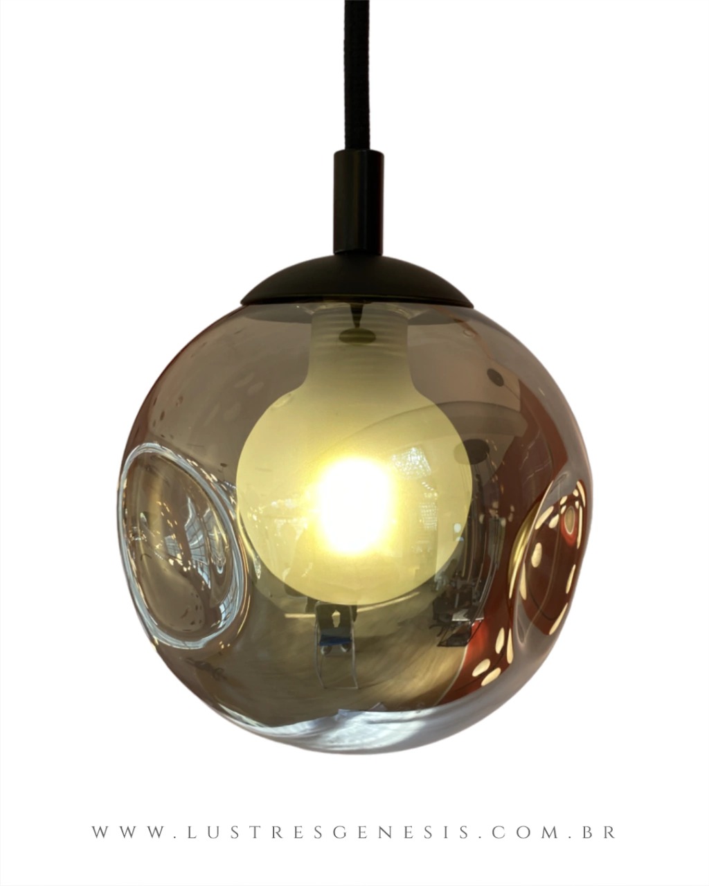 Globo de Vidro Redondo com Rosca Cores Transparente Conhaque Fumê